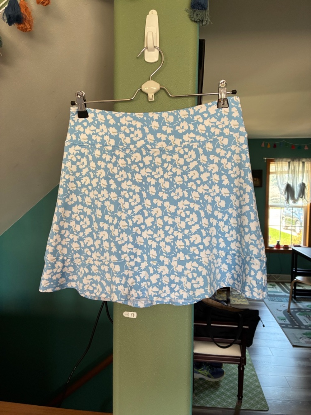 Golftini Blue Floral Mini Skort with Casual A-Line Shape